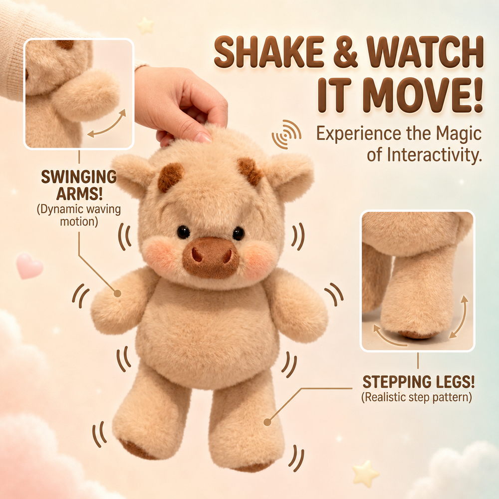 Running Highland Cow Plushie – Shake It & Watch It Run!