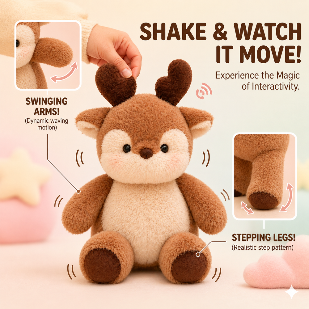 Running Deer Plushie – Shake It & Watch It Run! 🦌